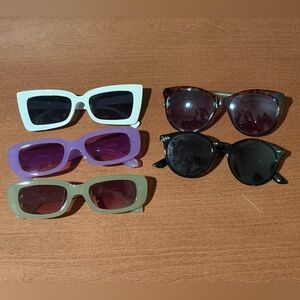 Stylish Sunglasses Set - Green, Purple, White, Black